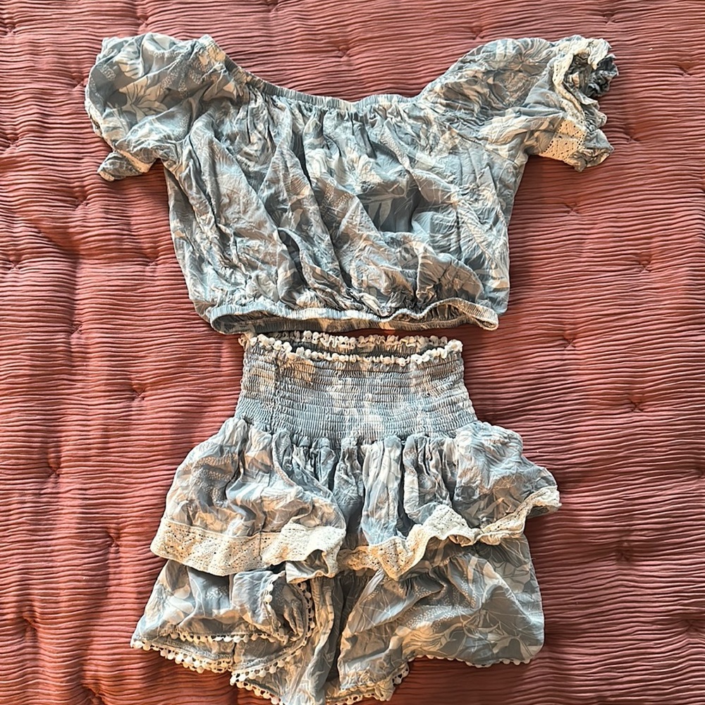 Two piece outfit.